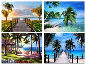 

5D DIY Diamond Painting Seaside palm Landscape Sale Diamond Art Embroidery Seaside Sunset Home Decor Gift