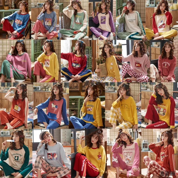 

2020 Spring And Autumn New Style 6535 Cotton Crew Neck Long-sleeve Suit Cartoon Printed Tracksuit Two-Piece Set