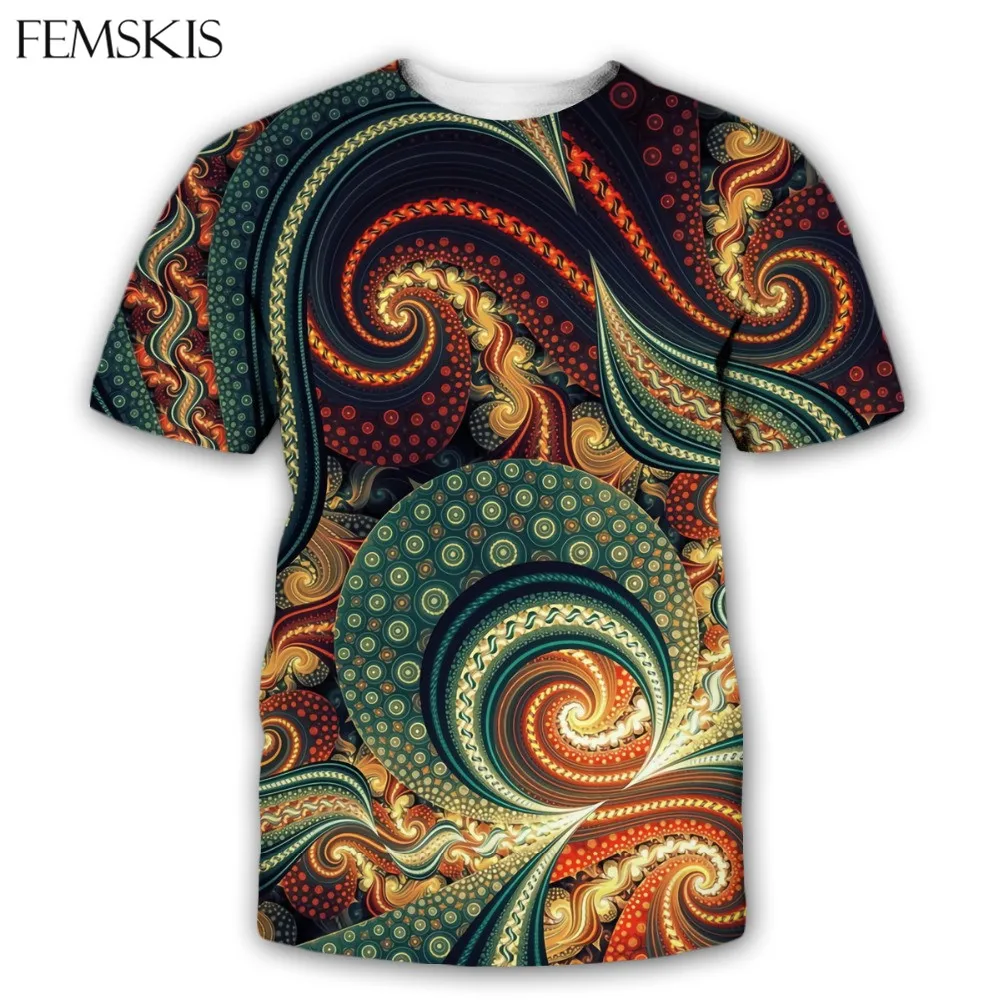 

FEMSKIS Men Women T-shirt Fashion Psychedelic Art Graphics 3D Print Shirt Summer Streetwear Casual T shirts Harajuku Tee Tops