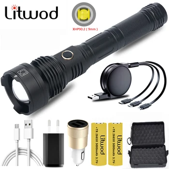 

4-core XHP90.2 Led Flashlight Power Bank Function Torch Usb Rechargeable 18650 or 26650 Battery Zoomable Aluminum Alloy Lantern