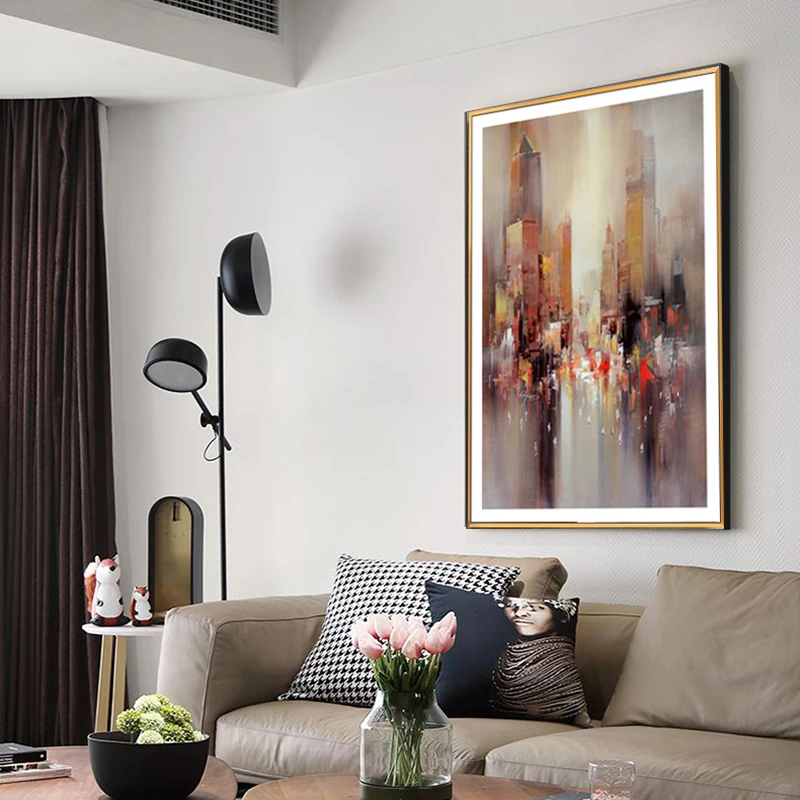 

Wall Art Canvas Painting Modern Abstract Building Oil Posters and Prints Wall Pictures for Living Room Quadro Home Decor Unframe