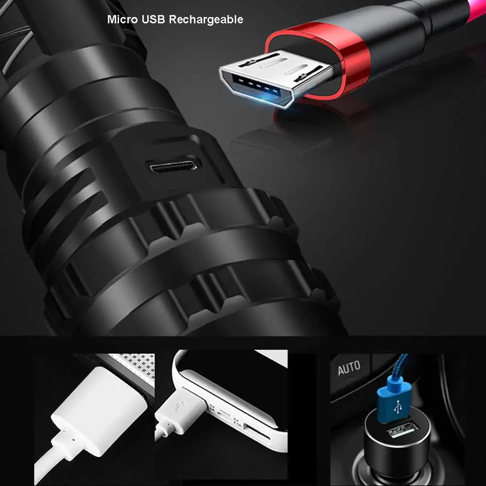 Самый мощный XHP90.2 светодиодный вспышка светильник USB Перезаряжаемые