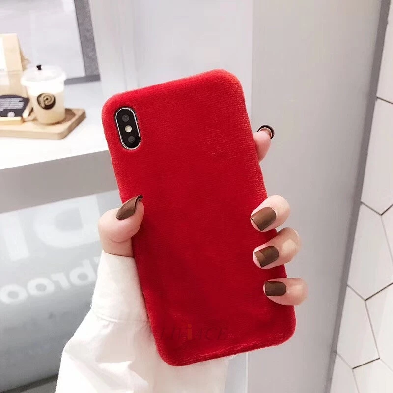 red Роскошный плюш Мягкий ТПУ чехол для телефона huawei honor 8x 9x pro 7a 7c 7s view 20 10 9 8 pro осень зима теплый ворс задняя крышка - Цвет: red