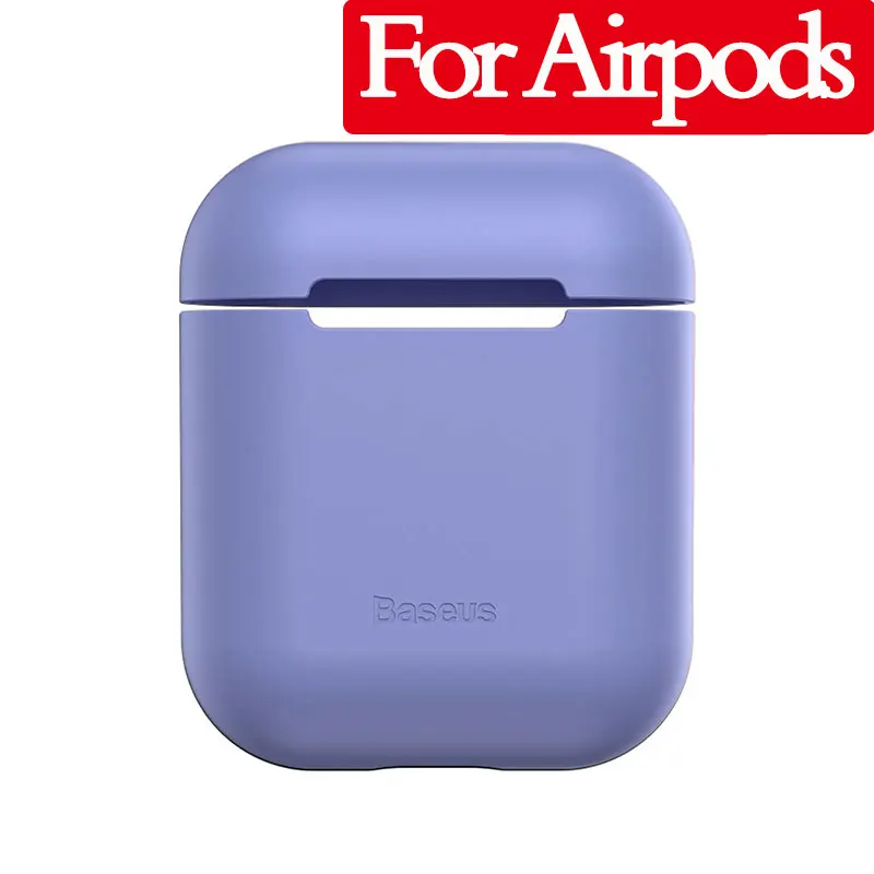 Чехол для наушников Baseus для AirPods, Цветной силиконовый чехол для AirPods Pro, чехол для беспроводных наушников с Bluetooth для Airpods 2/1 - Цвет: Purple For Airpod2 1