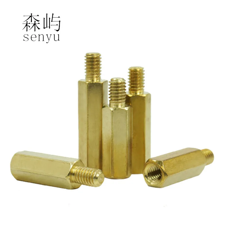 LUCHANG 30 шт. M3 * L + 6 мм с шестигранной головкой латунная Резьбовая гайка медная