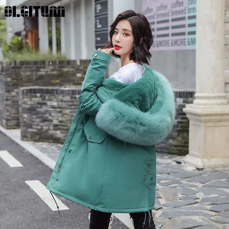 Большая Меховая парка с капюшоном теплая бархатная утепленная длинная куртка из