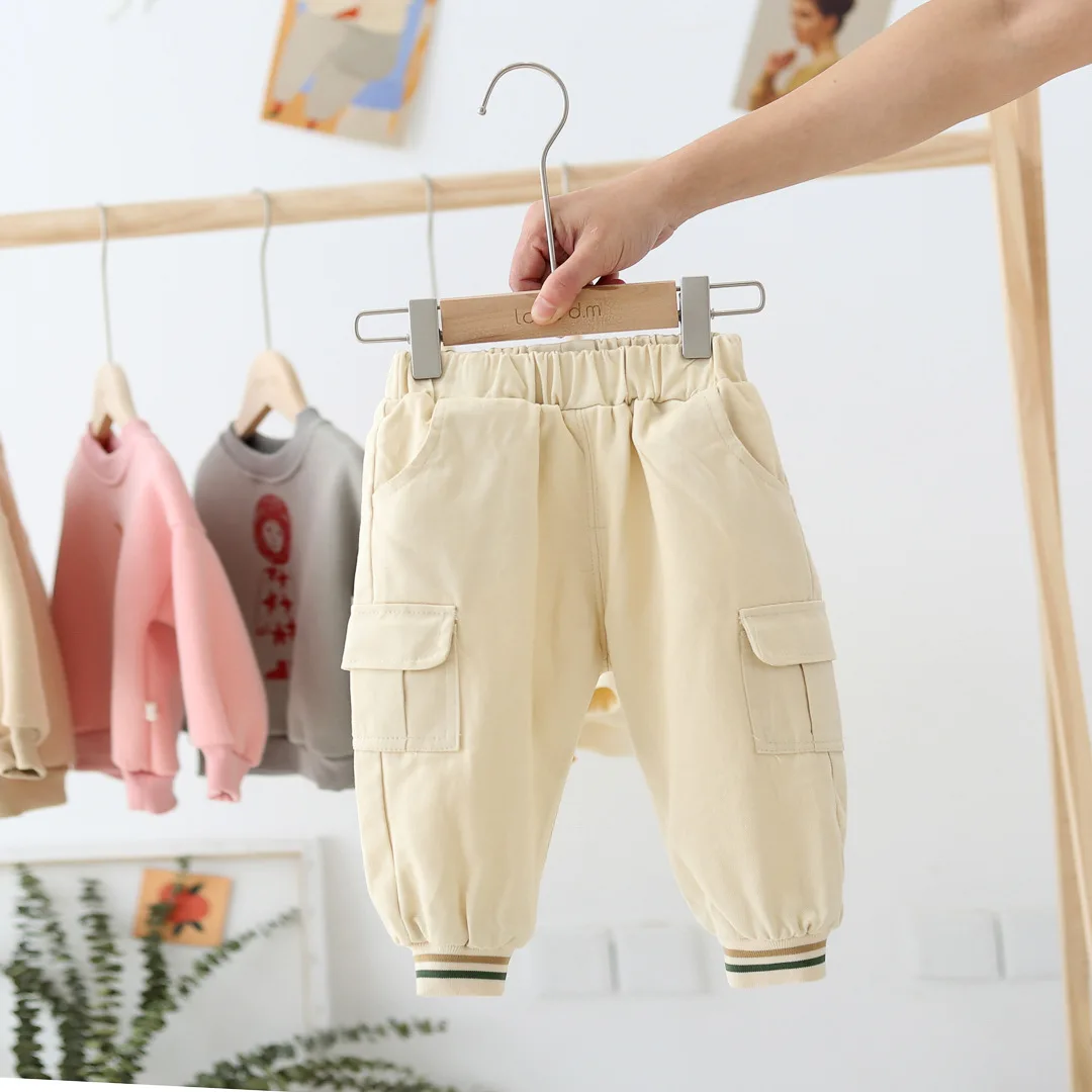 WLG boys girls witner pants kids velvet thick green khaki beige pant baby casual warm trouesrs children
