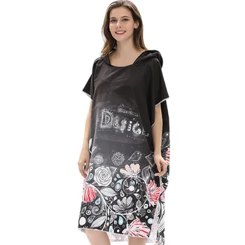 

Art Changing Printing Robe Bath Towel Fashion Outdoor Adult Hooded Beach Towel Poncho Women Bathrobe Towels