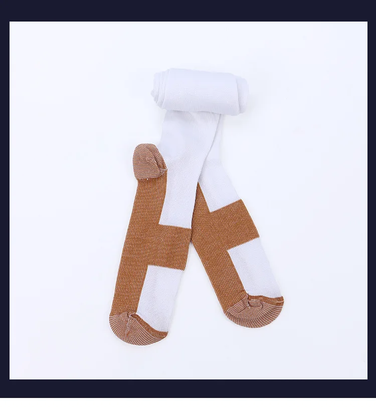 2 Pairs Men Crew Copper Fiber Long Socks Compression Pressure Stockings Outdoor Sports High Socks 15-20mmHg