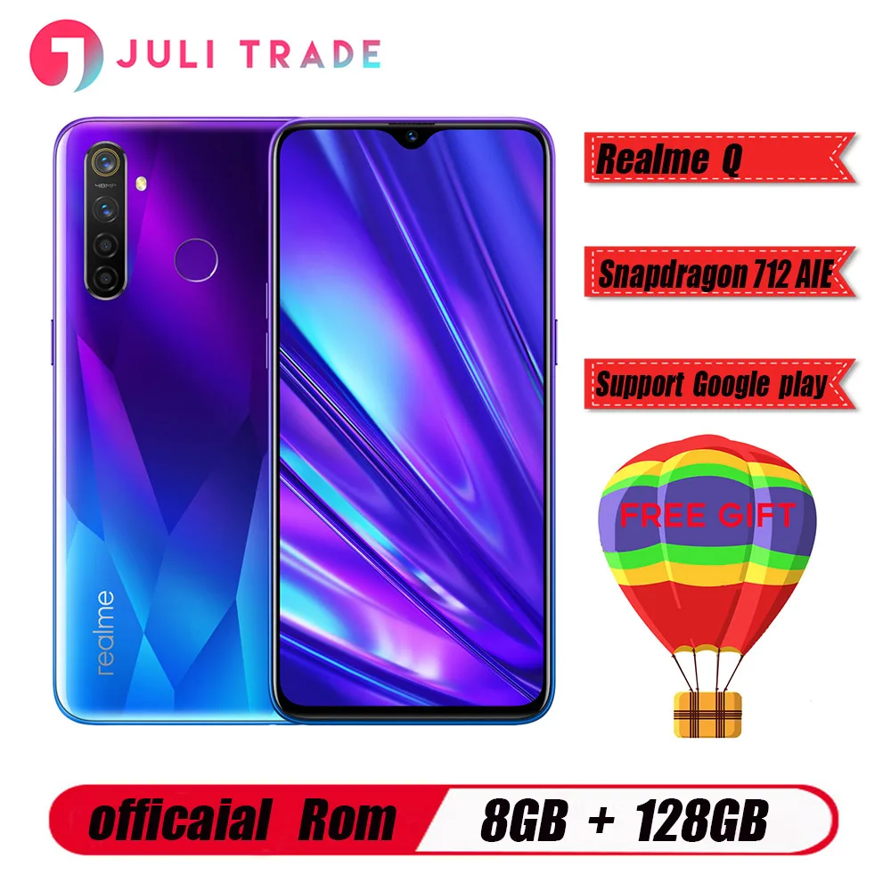 

Original Oppo Realme Q Mobile Phone Snapdragon 712 AIE 4305mah 6.3" Full Screen Android 9.0 8GB RAM 128B ROM 48.0MP Fingerprint