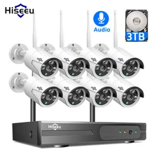 Hiseeu 1080P H.265 + CCTV inalámbrico sistema 8CH 2M HD Wi-Fi NVR Kit al aire libre de Wifi IP cámara de seguridad del sistema de vigilancia de