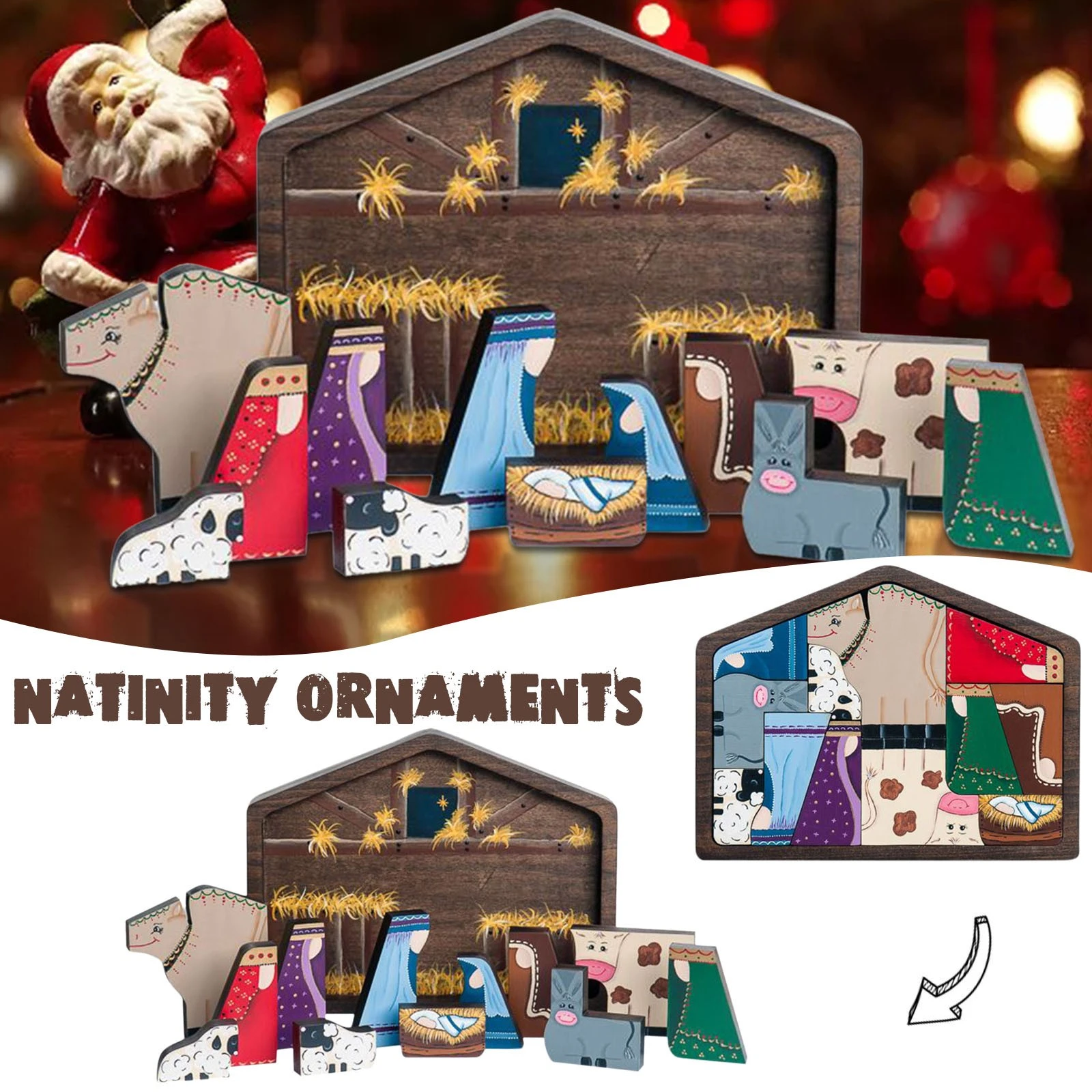 Nativity Christmas 2022 2022 Unique Handmade Wood Fired Water Color Nativity Puzzle Table  Decoration Figurines For Christmas Jesus Puzzles Set Puzzle|Figurines &  Miniatures| - Aliexpress