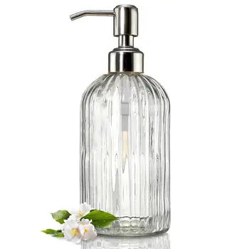 

18oz Liquid Soap Dispenser Shampoo Shower Gel Lotion Storage Glass Press Bottle Improved pump system is more effortless durable.