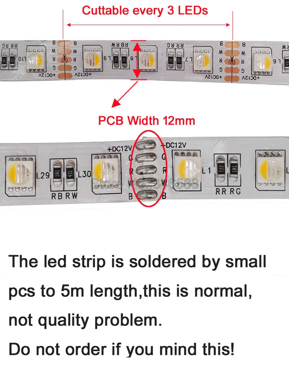 5m 12v 24v dc smd 5050 rgbw