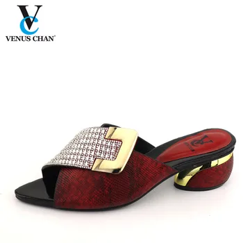 

NEW Sexy Slippers Women Summer head Peep Toe Mid Heel Slippers Fashion Slip On Mid Heels Slides Ladies Party Shoes