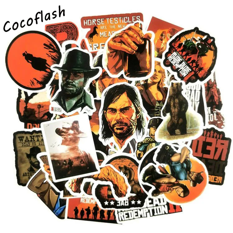 50 Pcs/set Red Dead Action Adventure Game Waterproof PVC  Graffiti Sticker For Laptop Skateboard Suitcase Kids Toy Sticker