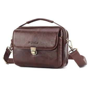 

Genuine Leather men's wear belt phone pockets multifunctional Waist bag shoulder bag men cigarette case Mobile phone handbag