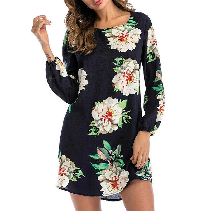 Женские стильные модные праздничные платья с длинным рукавом Boho Цветочные