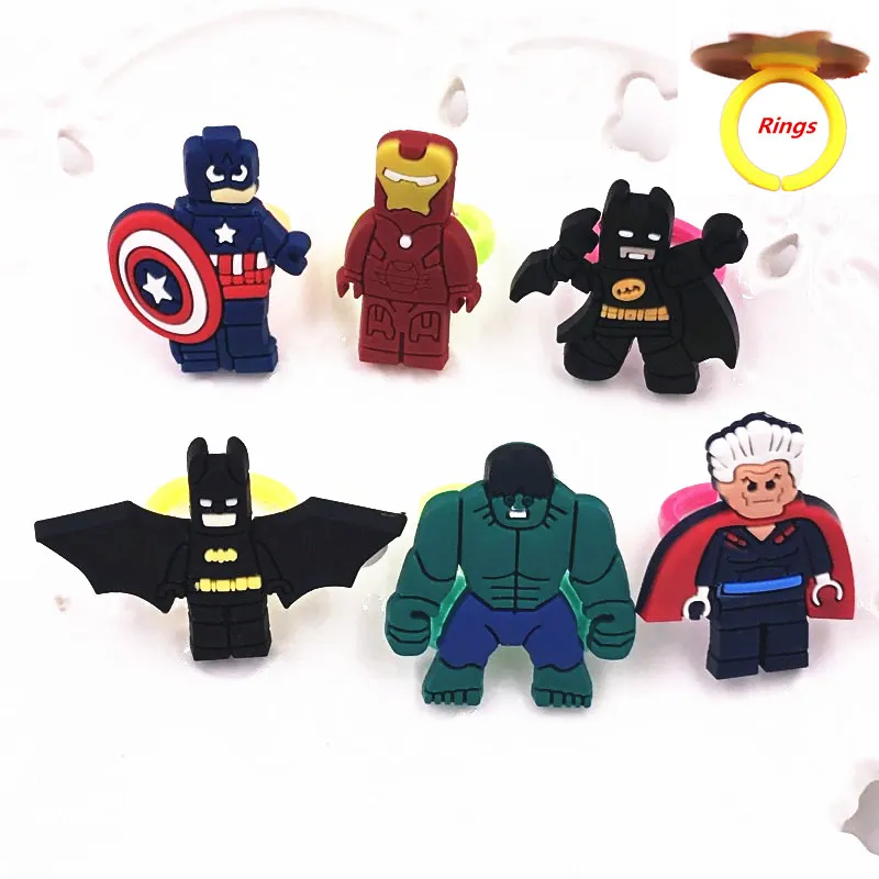 

6Pcs Children Kids Finger Rings Cool Super Heros Adjustable Cartoon Children Kids Ring Fashion Jewelry Boys Party Gifts