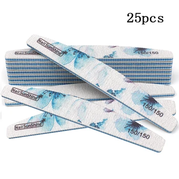 

6Pc/Set 150/150 Professional Printed Nail Art File Buffer Sanding Double-sided Polished Half Moon Shape Nail File Manicure Tools