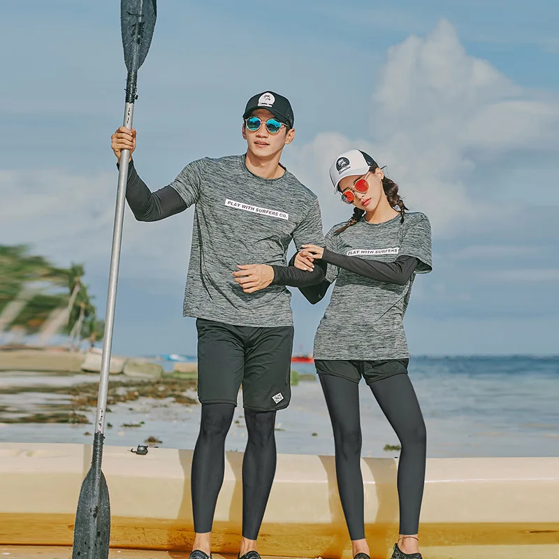 

Couple Rash Guards Swimwear Push Up Bikini Sport Swimsuit Women Swim Suit 2019 New Summer Clothes For Suits Surfing Lovers Long