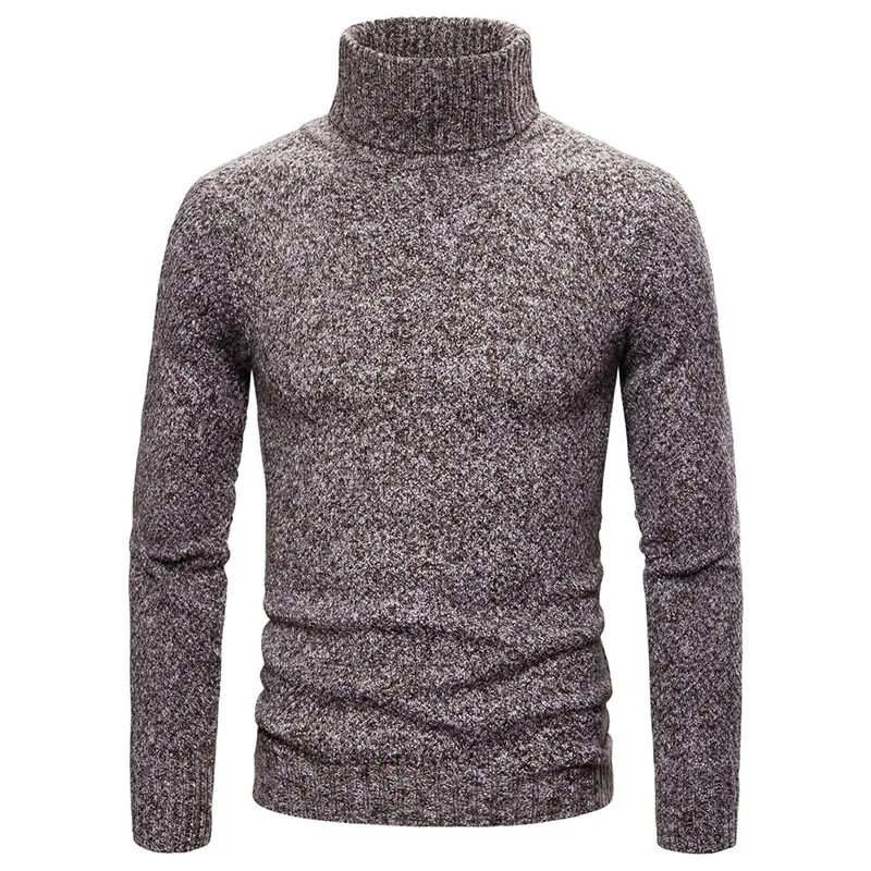 Baratos Suéter de invierno para Hombre jerseys de cuello alto de Color sólido Jersey de punto Casual cálido 2019 nueva marca Jersey grueso y cálido Hombre EICHOS