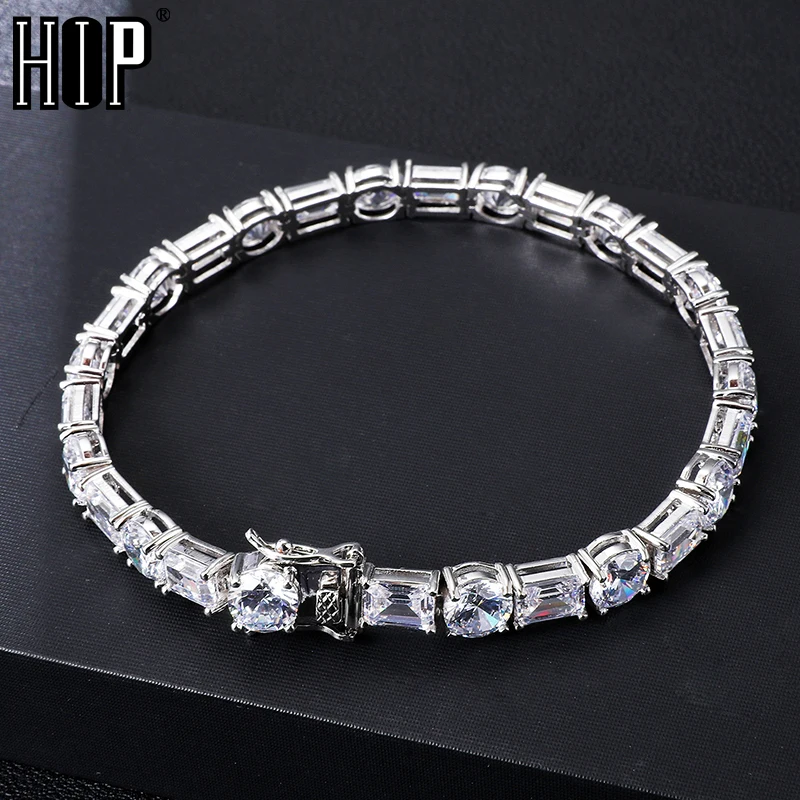 Hip Hop 7MM Iced Out Tennis Chain Copper AAA+ Cubic Zirconia Stones Bracelet For Women Men Jewelry