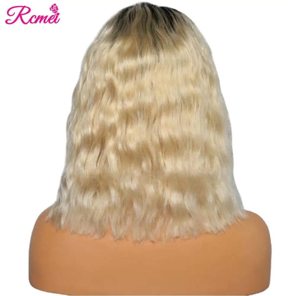13x4 Омбре блонд#1B/613 парики из натуральных волос Бразильские короткие парики из прозрачного кружева передние парики Реми