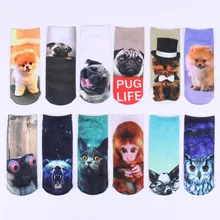 Модные японские женские носки Харадзюку собака 3d печатных мультфильм животных Kawaii Носки Осень для женщин 500