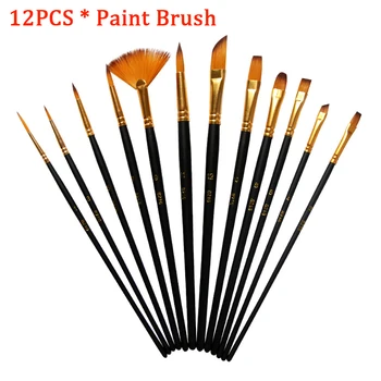 

12 PCs Beginner Different Size Learning Watercolor Drawing Tool DIY Paint Brush Set Art Supplies Oil Painting Nylon Hair Acrylic