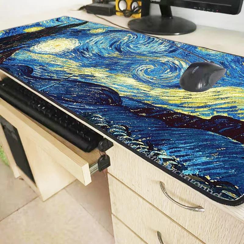  Oil Painting Mouse Pad 900 X 400 Mm Rubber Gaming Lock Edge Mousepad Keyboard Computer Mouse Mat fo