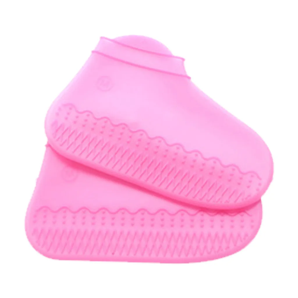Плотные силиконовые непромокаемые сапоги; Прозрачный нескользящий непромокаемый костюм; водонепроницаемый чехол для обуви; домашняя Пыленепроницаемая обувь; сумка для хранения сапог - Цвет: Hot Pink