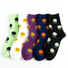 Женские носки, смайлик, милые, в духе колледжа, простые, базовые, забавные, женские носки, теплые, хлопковые, весна лето Харадзюку, носки для девочек