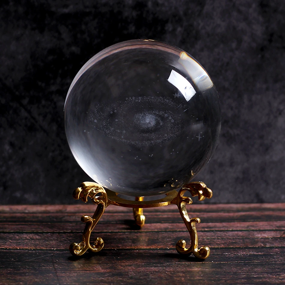6 см 3D земля Миниатюрная модель лазерное прозрачное гравированное шарообразный стеклянный хрустальный, круглый ремесло орнамент украшения дома Сфера подарок - Цвет: Galaxy   gold base