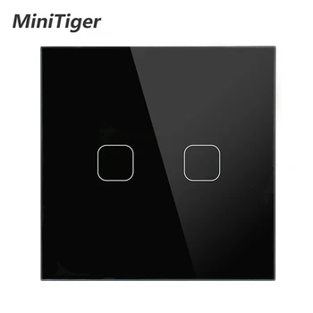 

Minitiger EU/UK Universal Wall Light Touch Switch Crystal Glass Panel Switch 2 Gang 1 Way Waterproof Only Touch Control