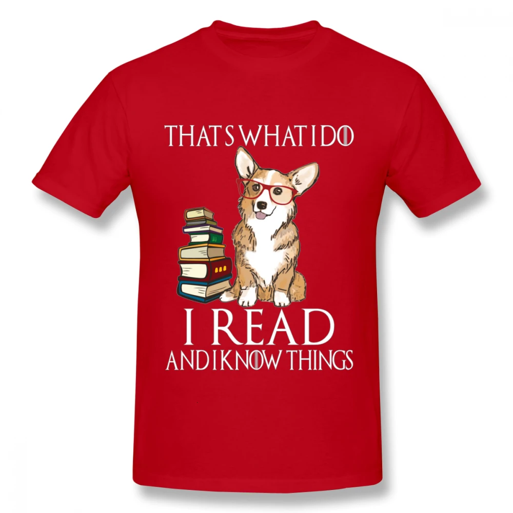 Red Футболка one yona Boy Corgi для любителей книг, книжных ботанов, читателей или учителей английского языка, футболки с круглым воротником и короткими рукавами с милой собачкой - Цвет: Red
