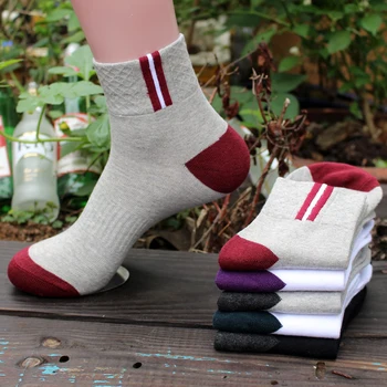 

Men's Dress Socks High Quality Spring Summer Jacquard Stripes 80% Cotton Breathable Casual Sport Harajuku Men Sock with Sneakers