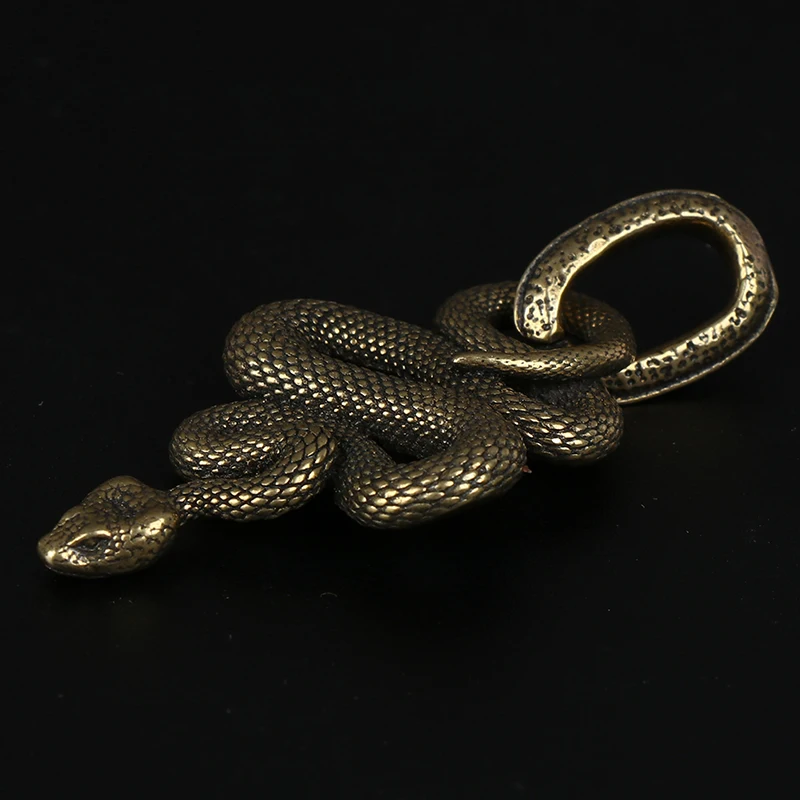 1pc Handmade Key Chain Brass Metal Snake Shape Keychain Fashion Animal Key Ring HandBag Pendant