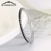 Thin 925 Silver Jewelry Shiny Zircon Women's Rings Black White Paired Sterling Silver Ring Solid Bands Fine Minimalism Monaco ► Photo 2/6