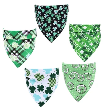 

5 Pack Irish Festival Pet Saliva Towel St Patrick's Day Cat and Dog Scarf Green Scarf