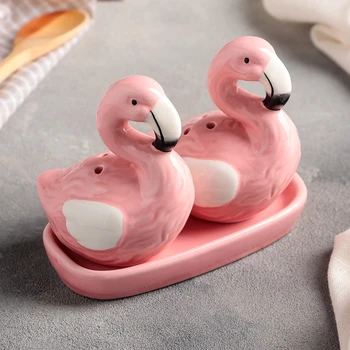 

Set for spices "Flamingo", 2 pcs: salt and pepper shaker, on a stand