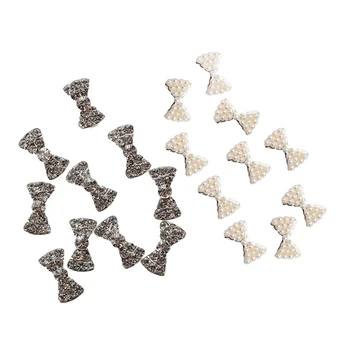 

20Pcs Nail Art Decoration :10Pcs 3D Nail Art Designs Nail Art Bow Tie Alloy Rhinestones & 10Pcs Pearl Bows Stones