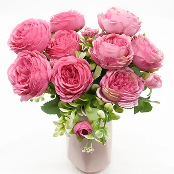 

1 piece 5 forks Artificial peonies bouquet Wedding Christmas decorations for home Holding flowers Interior beautification Gifts