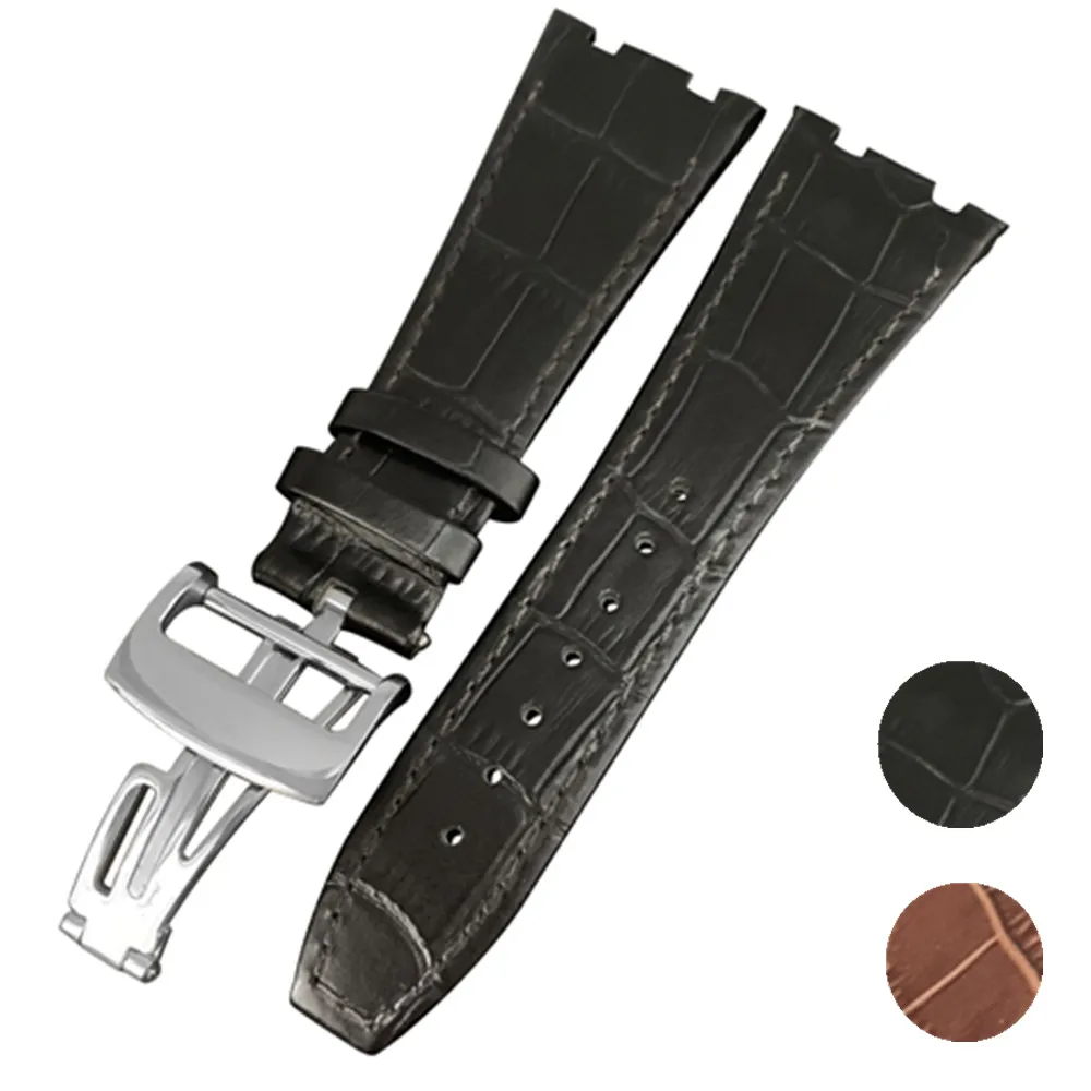 

genuine leather bracelet Watchband Sports watch strap Black 26mm Watch accessories handmade wristwatches band use for AP