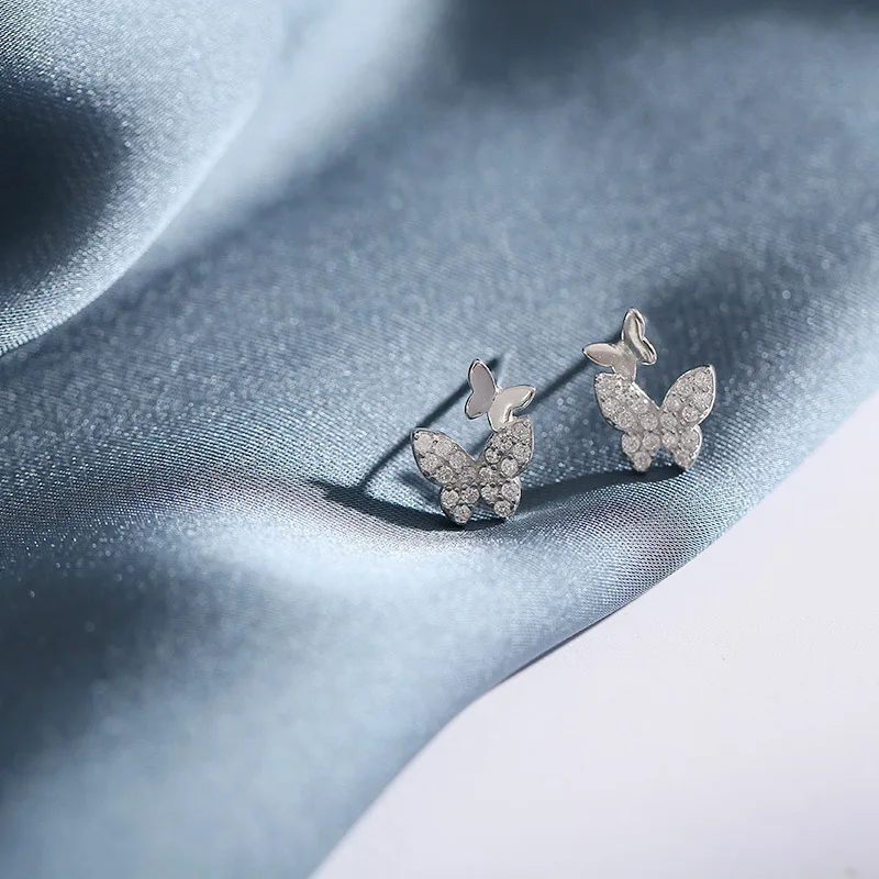 Серьги-гвоздики из стерлингового серебра 925 пробы с бабочкой модные украшения для женщин Рождественский подарок pendientes aretes de mujer eh1293