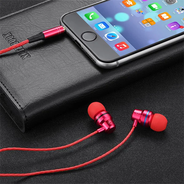 Проводная гарнитура EARDECO, наушники-вкладыши для телефона, бас-сабвуфер, стерео наушники для Xiaomi, huawei, samsung, iPhone с микрофоном - Цвет: Red