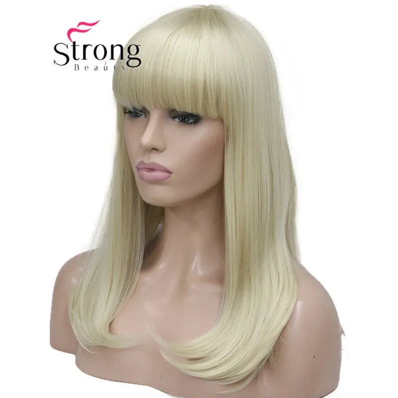 613 Blonde StrongBeauty жара ок точка кожа топ под плечо блонд кончик челки длинные прямые Синтетический парик женские волосы парики - Цвет: 613 Blonde