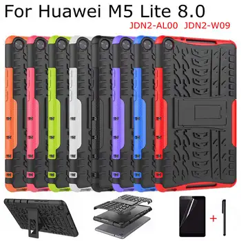 

Durable Shockproof Armour Silicone TPU Case for Huawei M5 Lite 8 JDN2-AL00/W09 8.0 Inch Tablet Funda Capa Cover+Screen Film+Pen