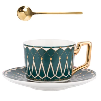 

Ceramic Bone China Coffee Cup And Saucer European Small Luxury cups textured porcelain hand painted cup tea saucer set II50BYD