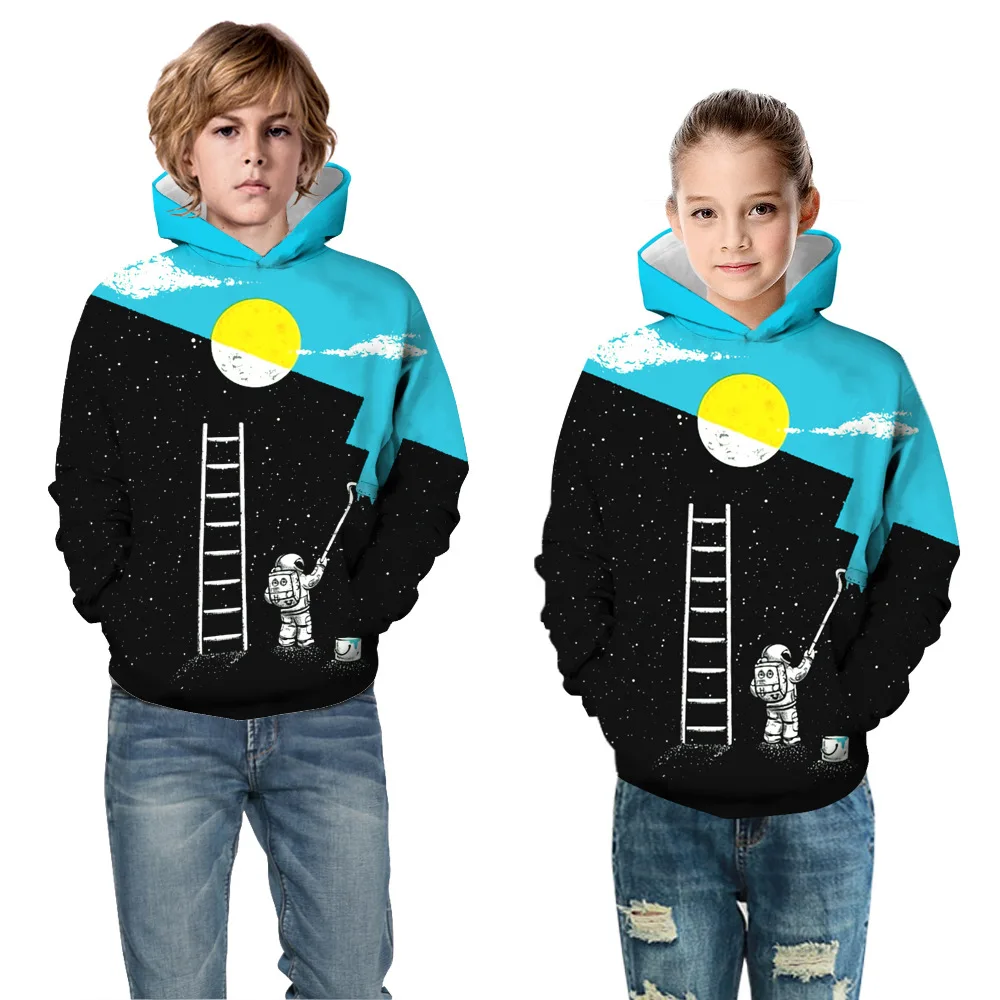 Толстовки с капюшоном для мальчиков и девочек в стиле Харадзюку; весенне-осенний пуловер с длинными рукавами для подростков; Детский свитер с капюшоном; одежда